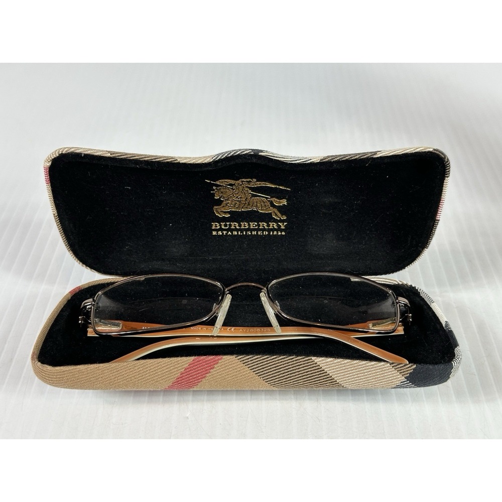 BURBERRY B1066 1016 Eyeglasses Frame Made in Italy Brown Polished Hard Case